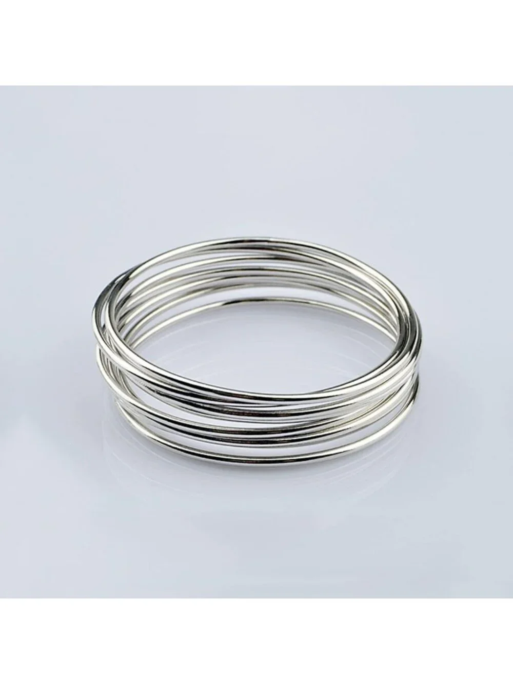 Elegant 925 Sterling Silver Women's Handmade Bangle Bracelet Set - Rose Gold